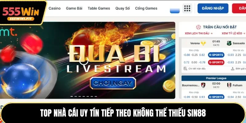 Top nhà cái uy tín tiếp theo không thể thiếu Sin88